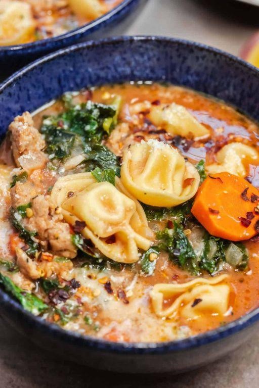 Savory Mushroom and Sausage Tortellini Soup