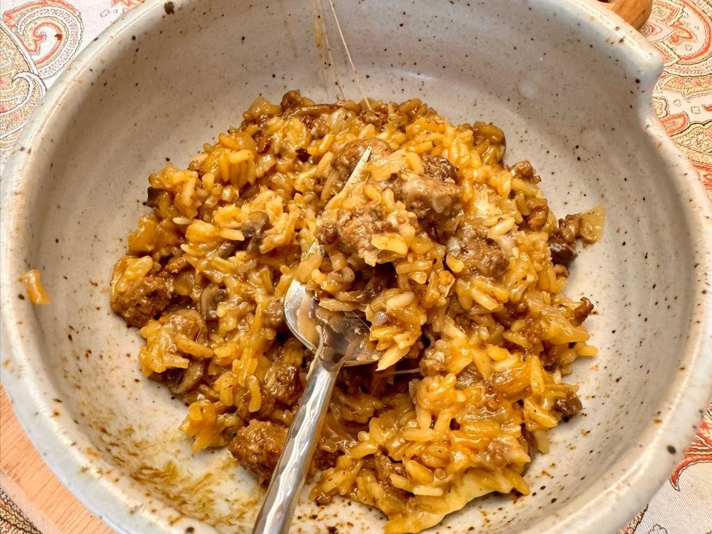 Savory Onion and Mushroom Burger Rice