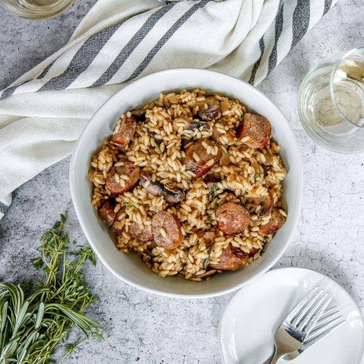 Savory Polish Sausage and Mushroom Risotto