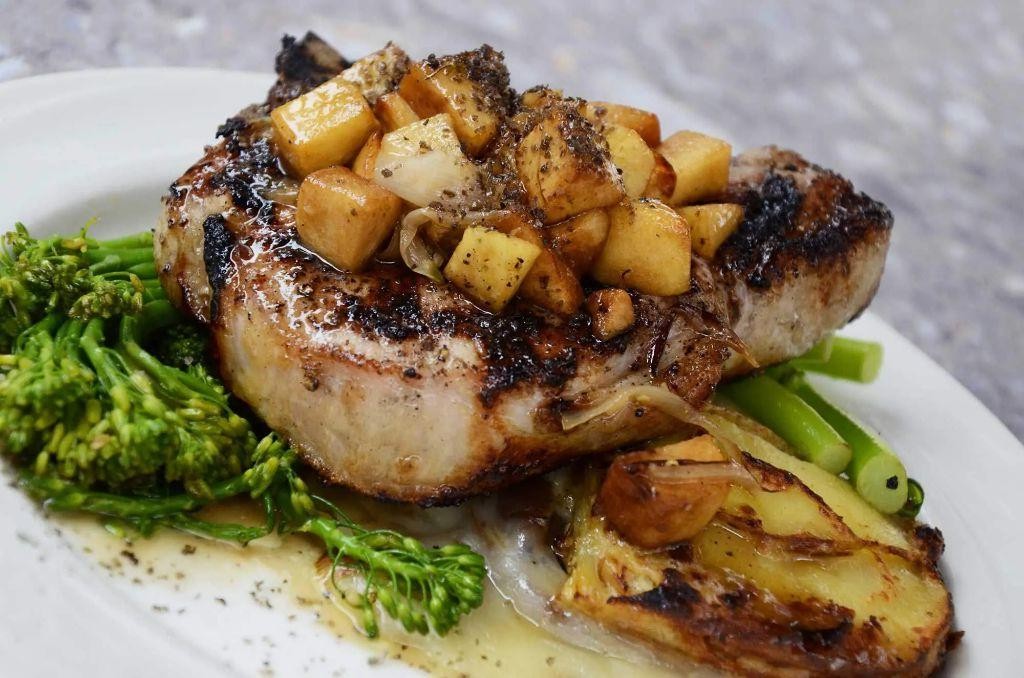 Savory Pork Chops with Apple Compote