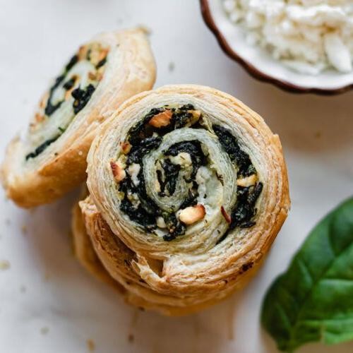 Savory Puff Pastry Pinwheels with Spinach and Feta