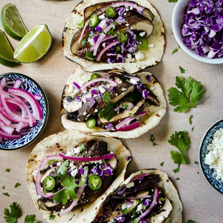 Savory Purple Cabbage and Mushroom Tacos