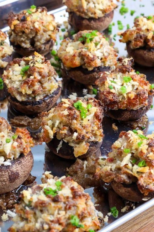 Savory Sausage and Mozzarella Stuffed Mushrooms