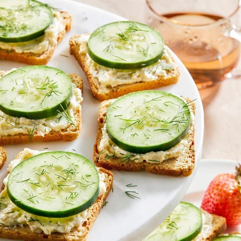 Savory Sliced Cucumber and Cream Cheese Sandwiches