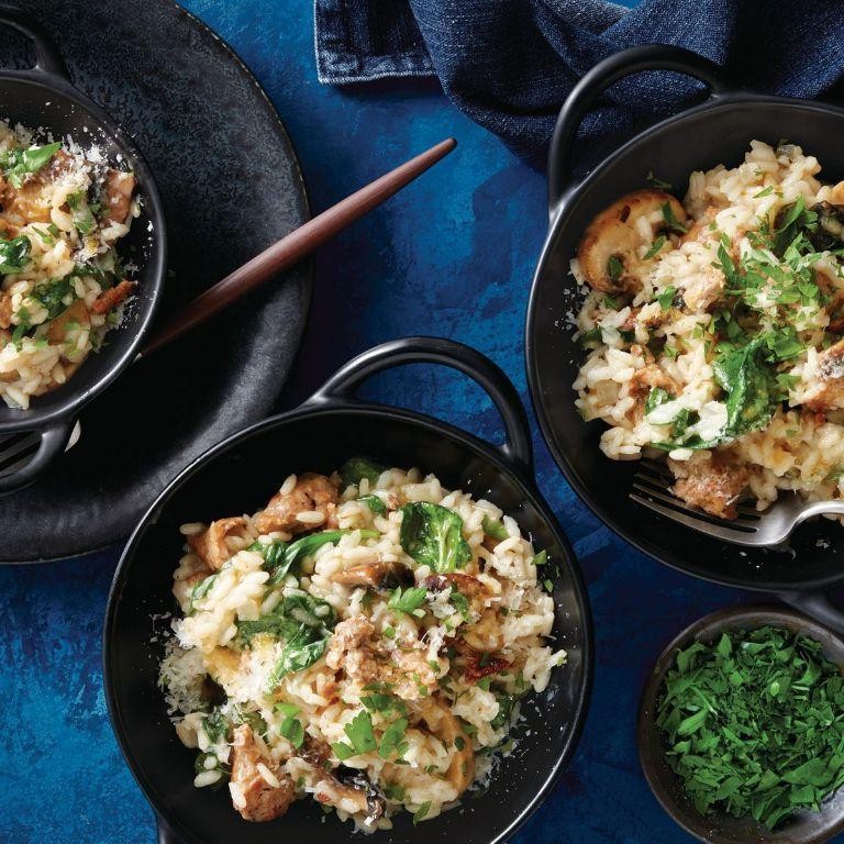 Savory Slow Cooker Sausage and Mushroom Risotto
