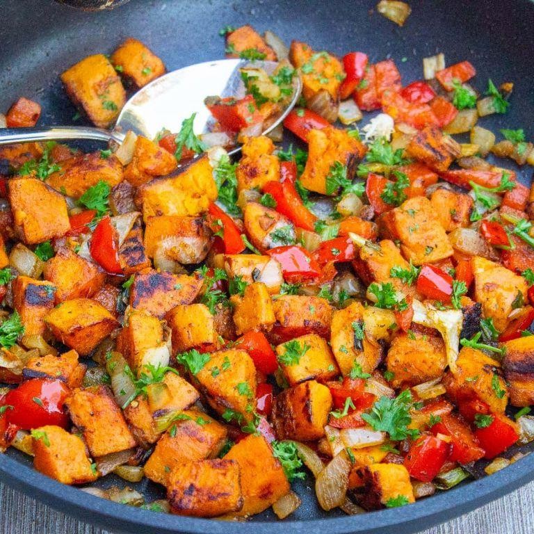 Savory Sweet Potato Hash with Peppers and Onions