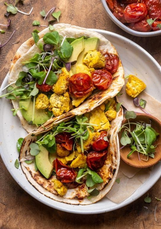 Savory Tofu Scramble Breakfast Tacos