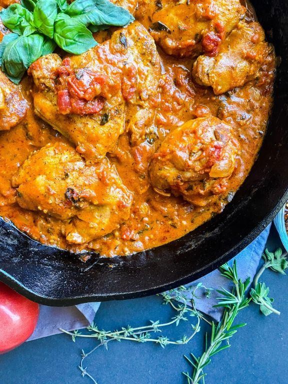 Savory Tomato Basil Chicken Stew