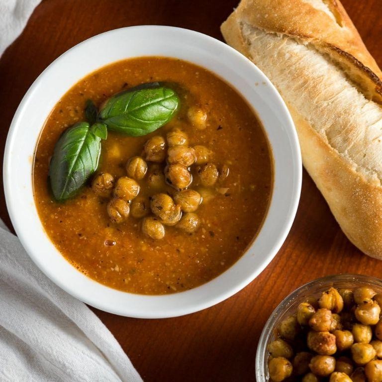 Savory Tomato Basil Chickpea Soup