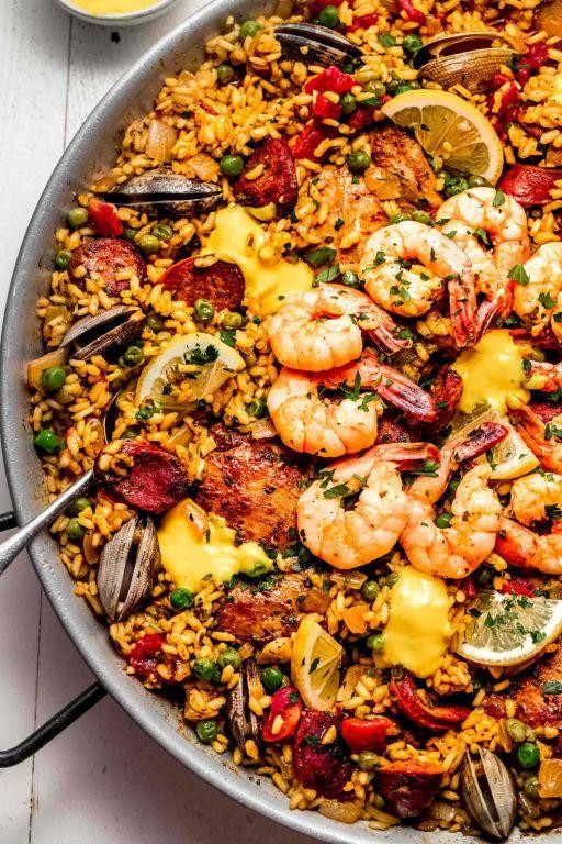 Seafood Paella with Canned Squid and Saffron