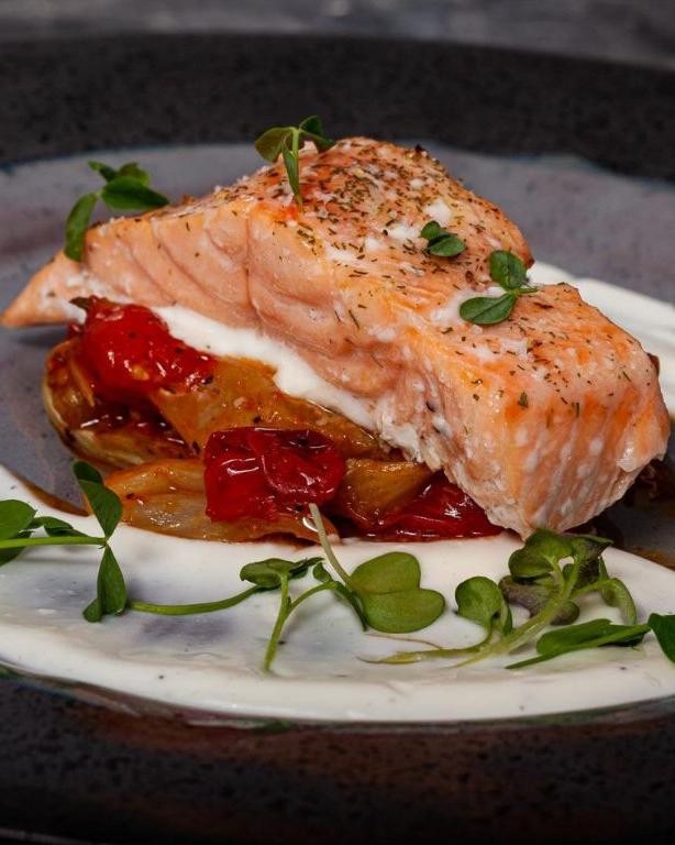 Seared Salmon with Fennel and Tomato Relish