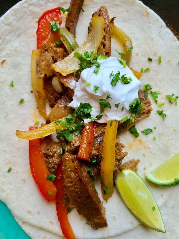 Seitan and Red Pepper Fajitas with Homemade Guacamole