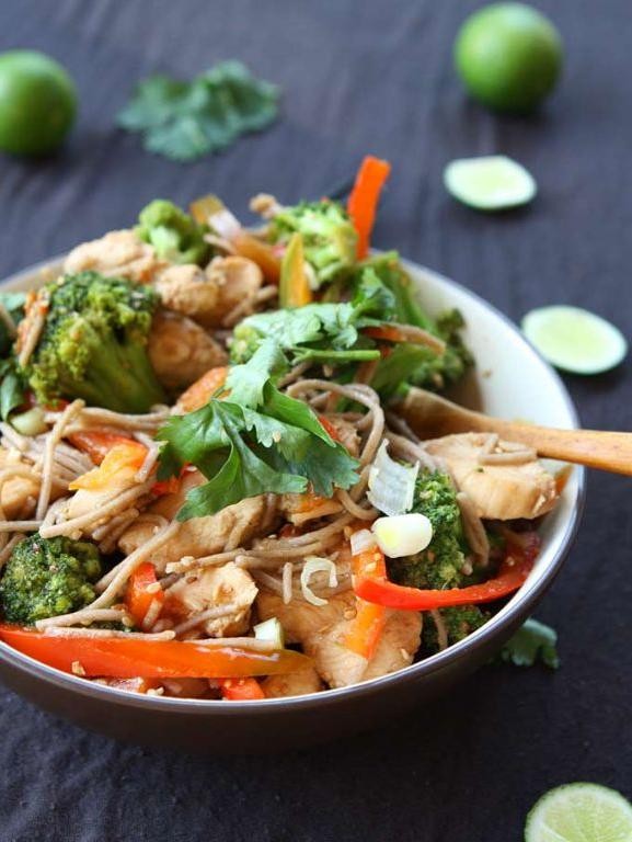 Sesame Chicken Stir Fry with Soba Noodles