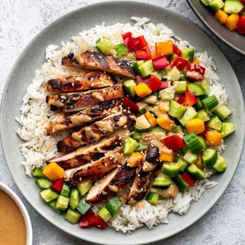 Sesame Ginger Chicken and Rice Fusion