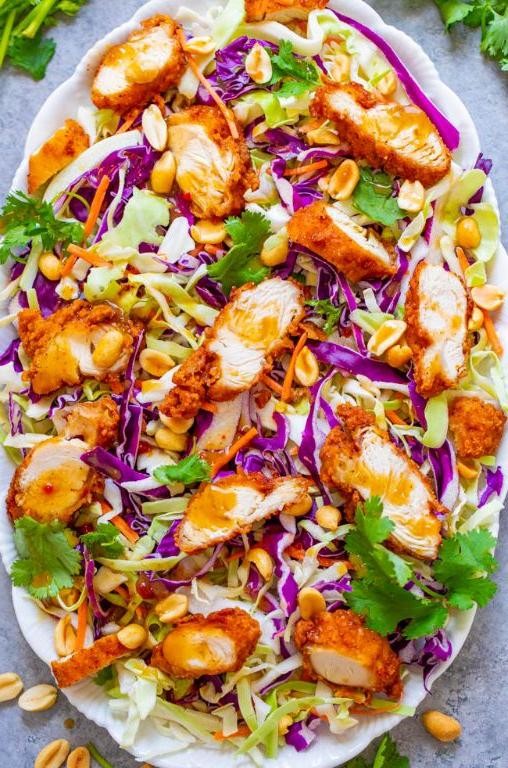 Sesame Peanut Chicken with Cabbage Slaw