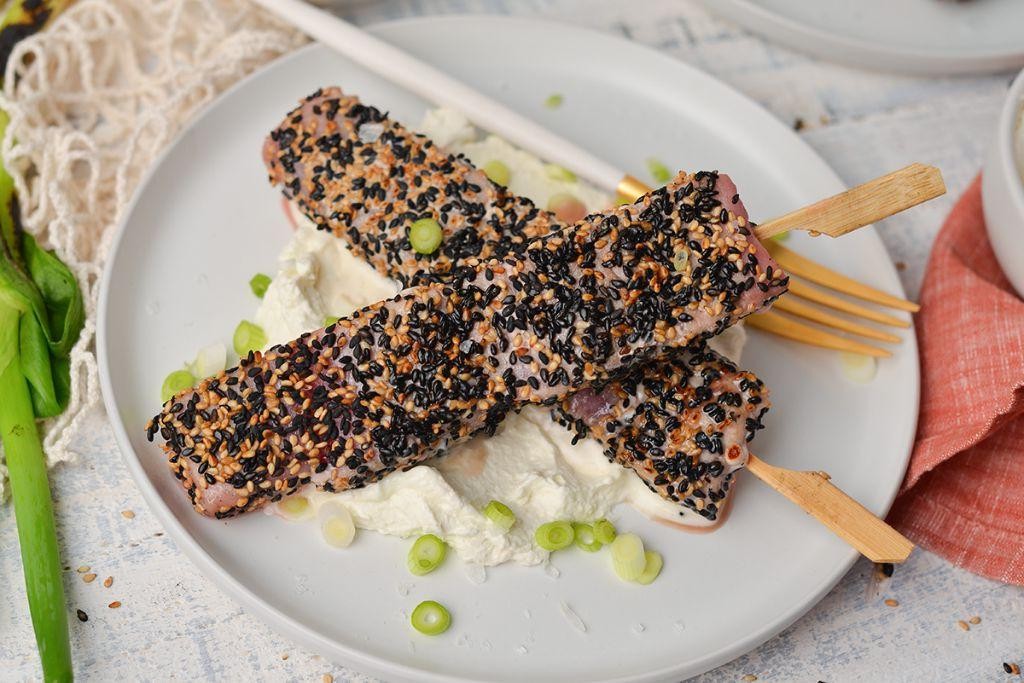Sesame-Crusted Wahoo with Wasabi Aioli