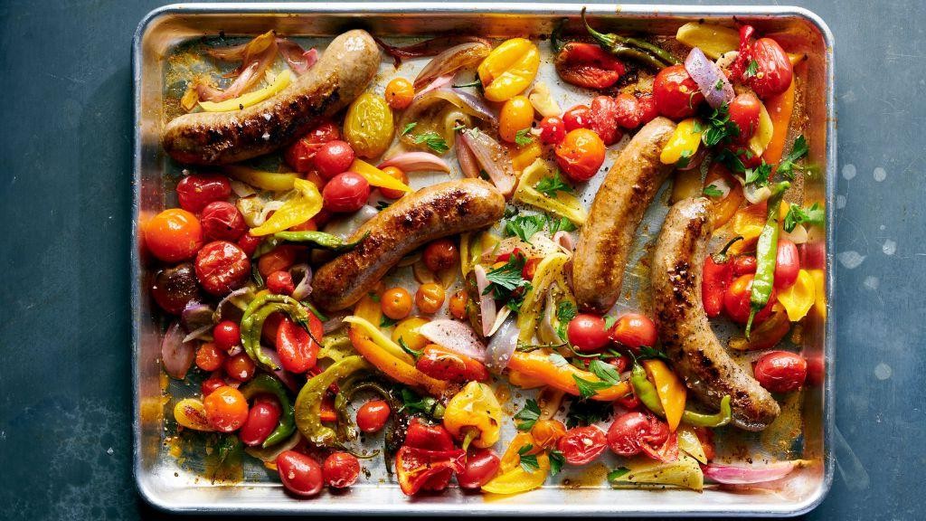 Sheet Pan Sausage and Peppers