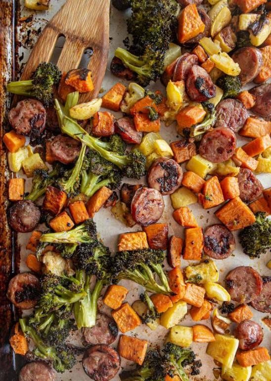 Sheet Pan Turkey Kielbasa with Roasted Vegetables
