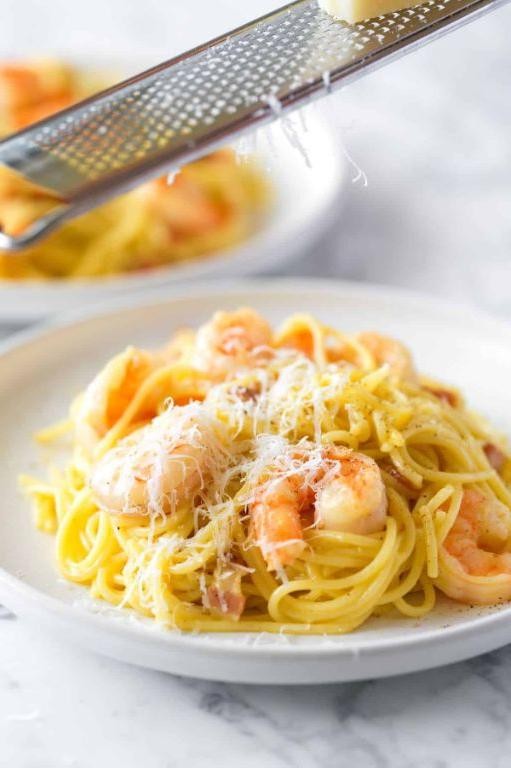 Shrimp Carbonara Fettuccine