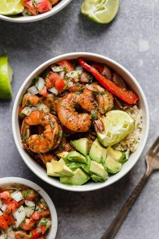 Shrimp Fajita Bowls with Brown Rice