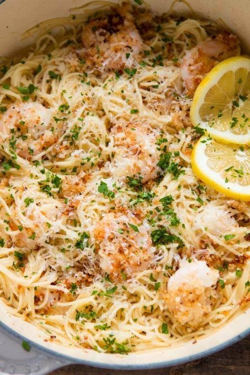 Shrimp Scampi Pasta with Parmesan and Herbs