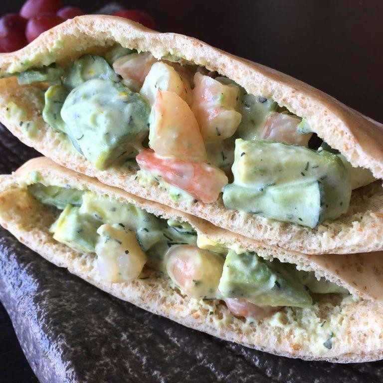 Shrimp and Avocado Pita Pockets