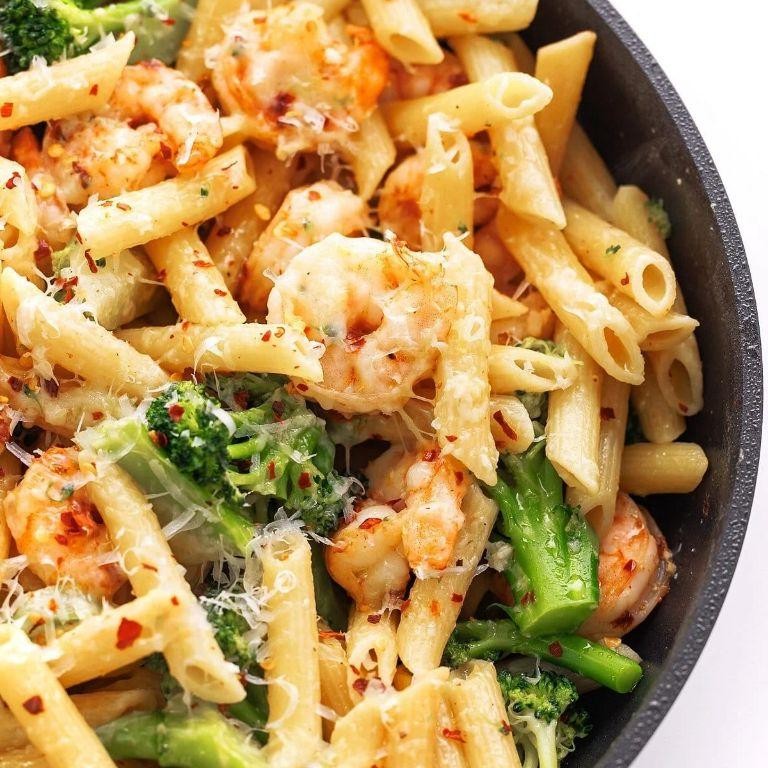 Shrimp and Broccoli Penne Pasta