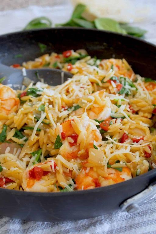 Shrimp and Orzo with Roasted Red Peppers
