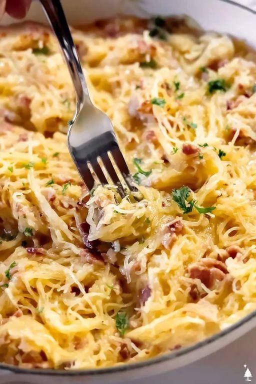 Shrimp and Spaghetti Squash Carbonara
