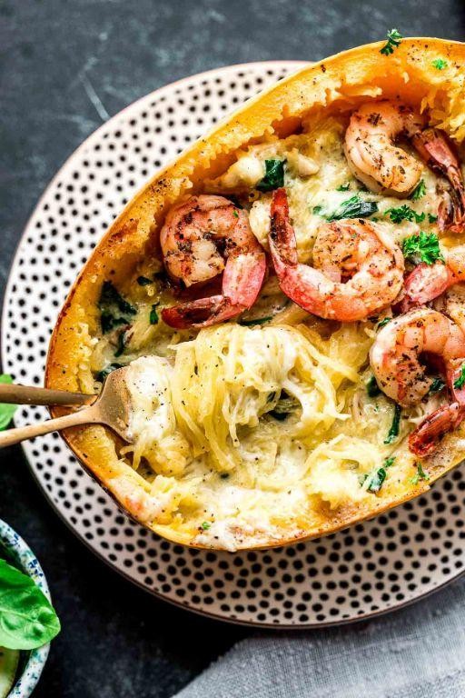 Shrimp and Squash Alfredo Pasta