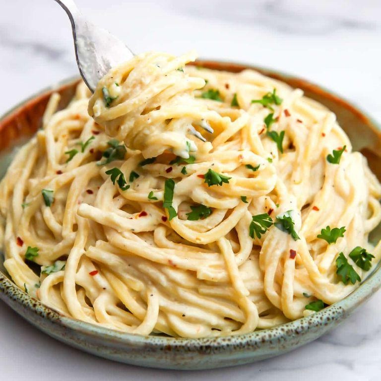 Silken Tofu Alfredo Pasta