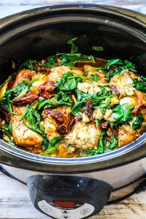 Simple Crock Pot Chicken and Spinach