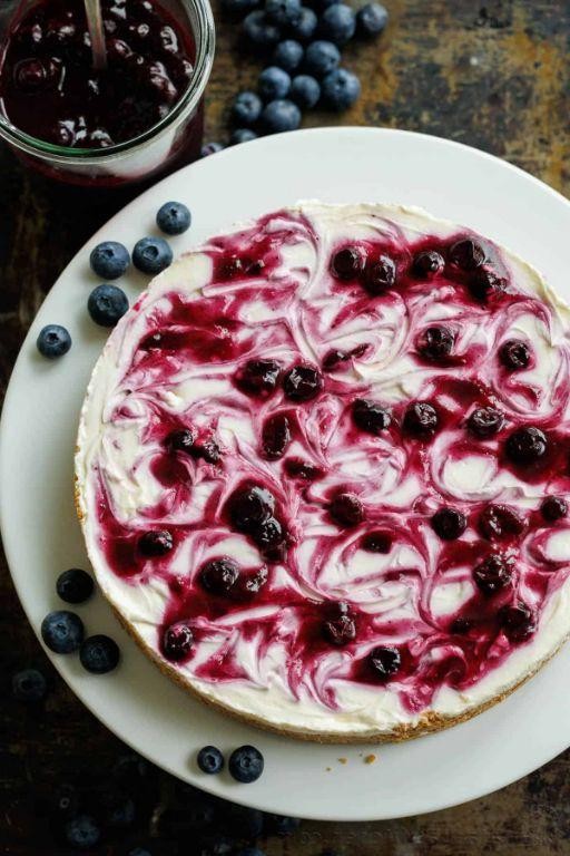 Simple No-Bake Blueberry Swirl Cheesecake