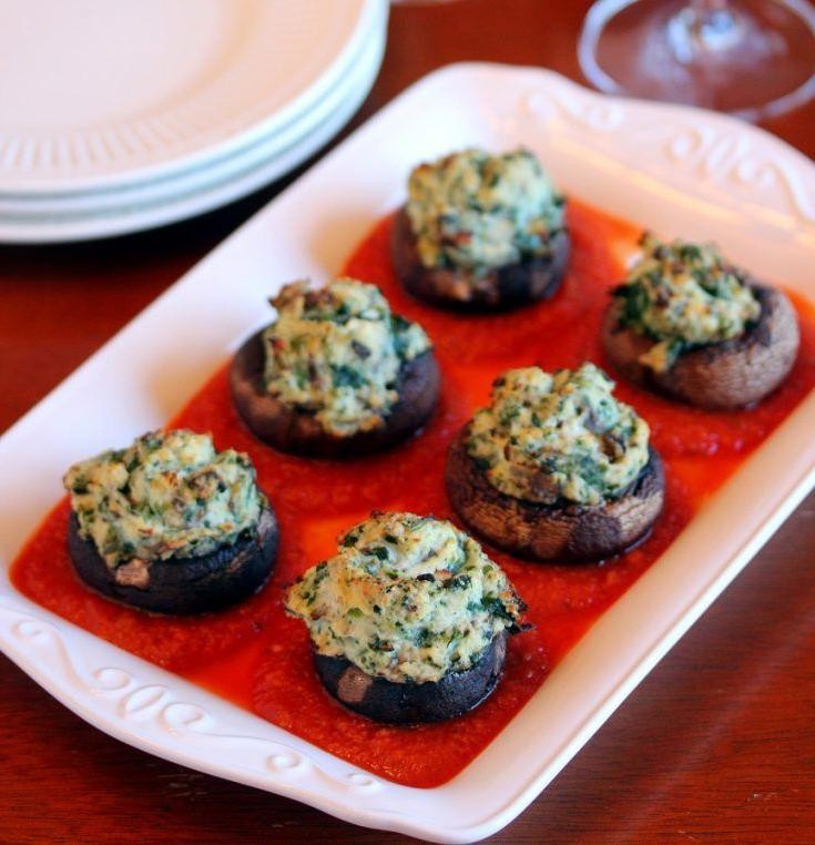 Simple Spinach and Ricotta Stuffed Mushrooms