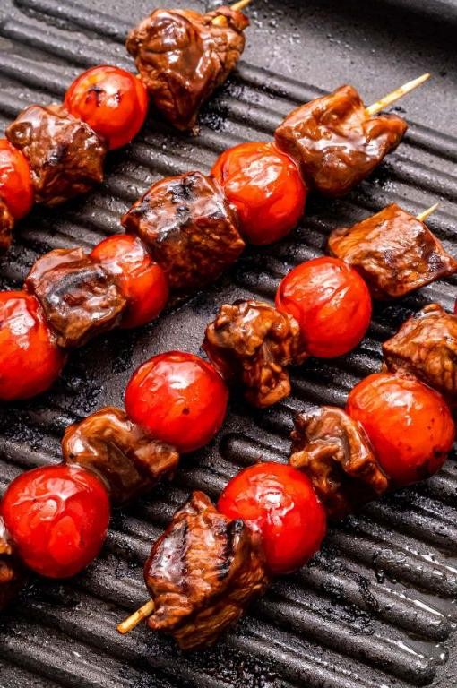 Sirloin Steak Kebabs with Cherry Tomatoes