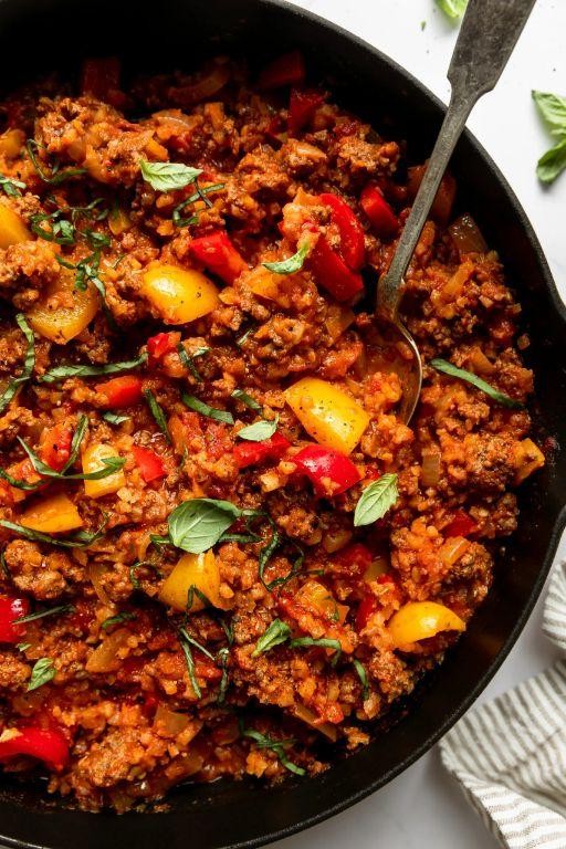 Skillet Beef and Rice Stuffed Peppers