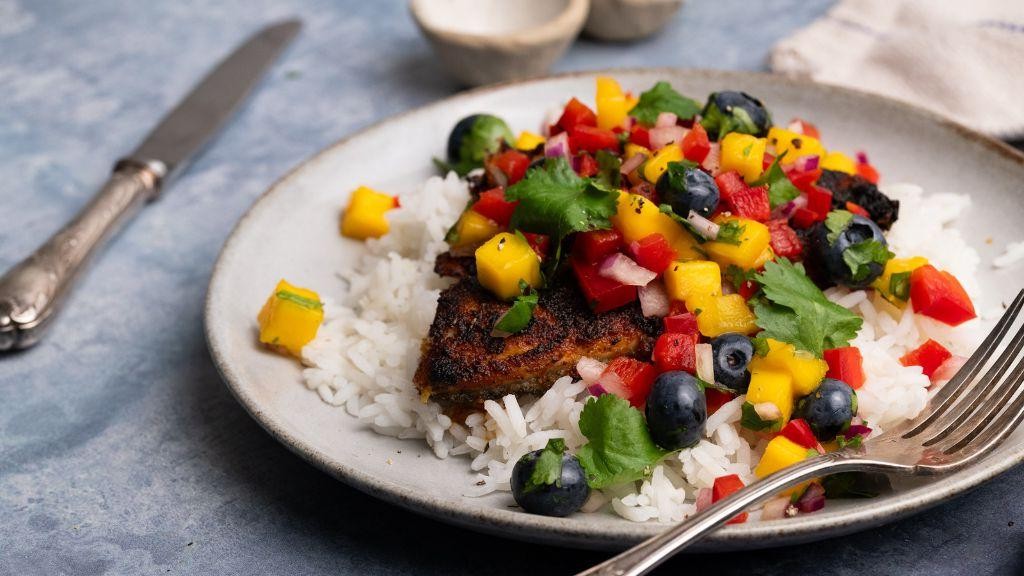 Skillet Blackened Tilapia with Mango Salsa