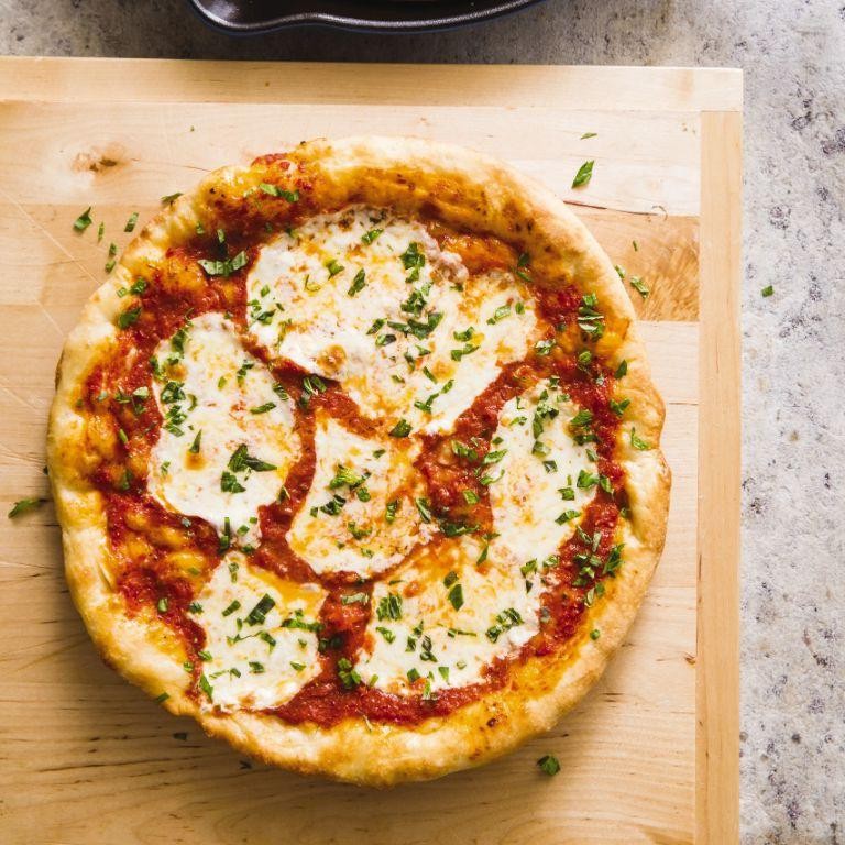 Skillet Pizza Margherita with Crispy Edges