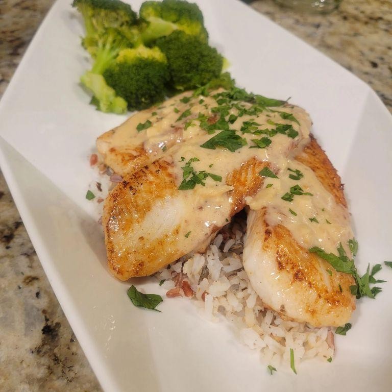 Skillet Tilapia with Creamy Lemon Sauce