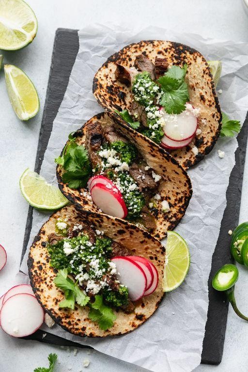 Skirt Steak Tacos with Chimichurri Sauce