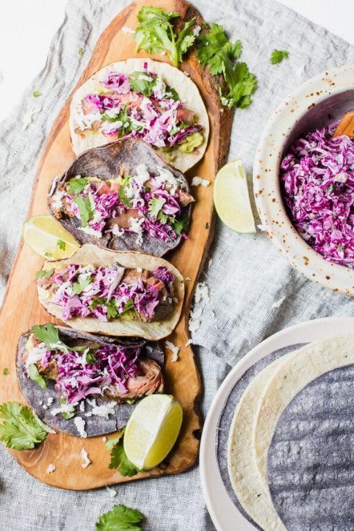 Skirt Steak Tacos with Cilantro Lime Slaw