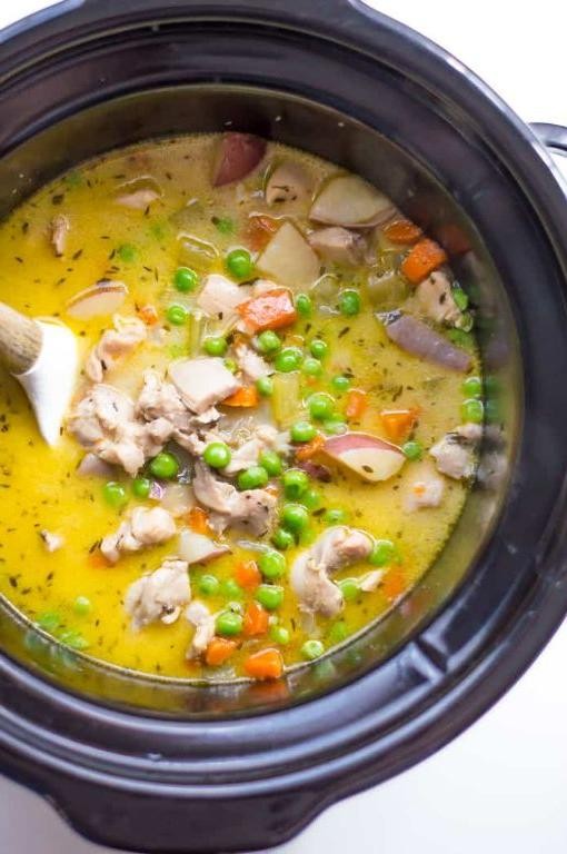 Slow Cooked Cream of Chicken and Vegetable Chowder
