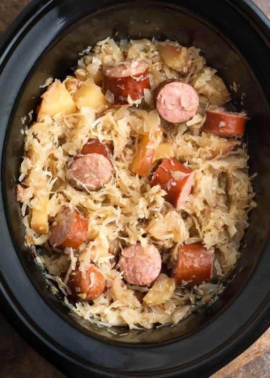 Slow Cooked Polish Sausage and Sauerkraut