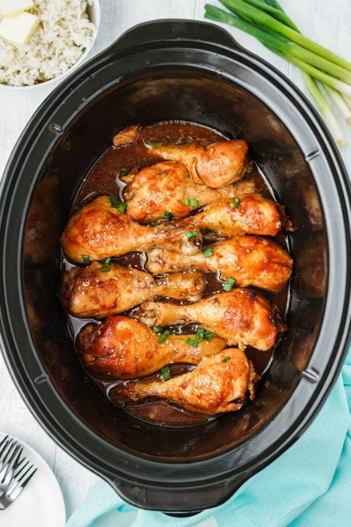 Slow Cooker BBQ Chicken Legs with Brown Rice