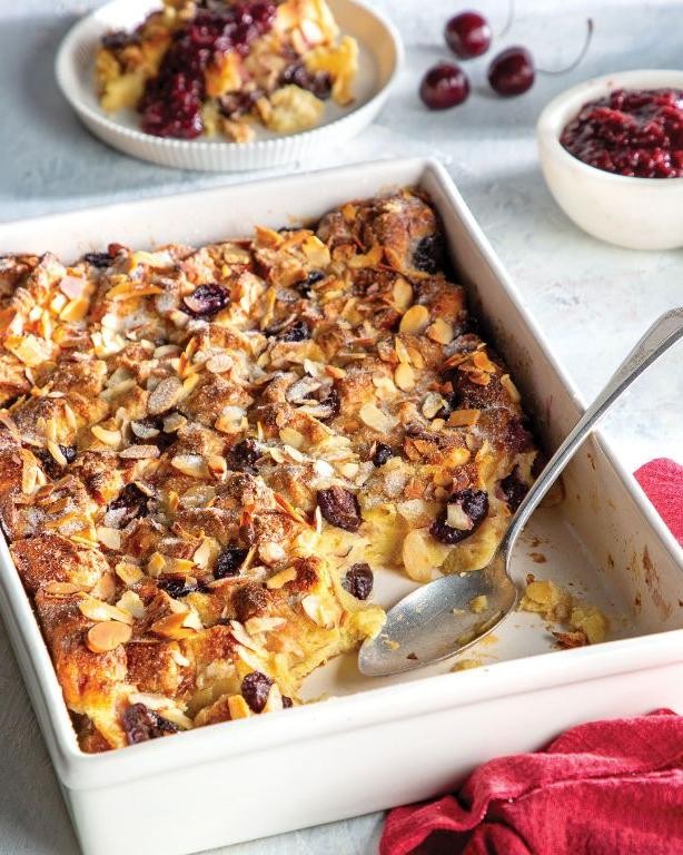 Slow Cooker Cherry Almond Bread Pudding