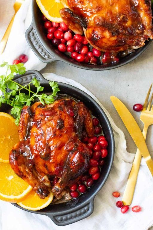 Slow Cooker Cornish Hens with Cranberry Sauce