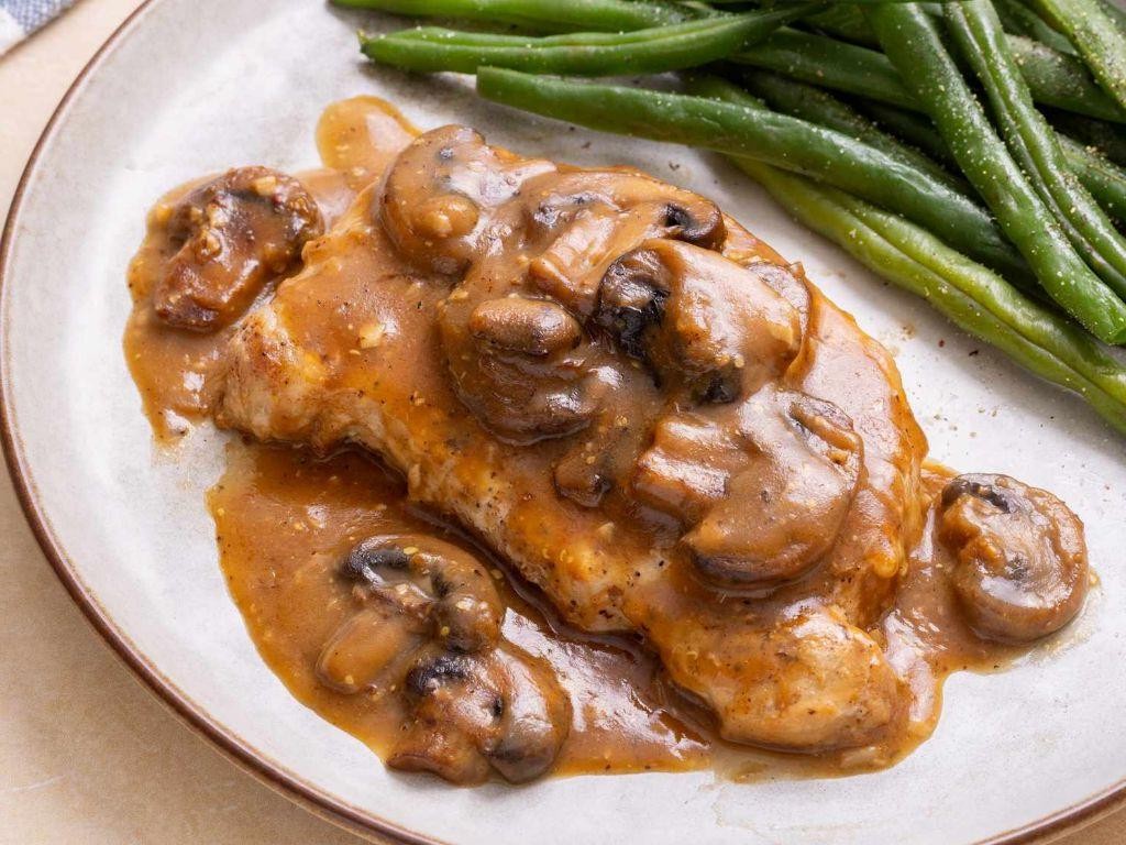 Slow Cooker Pork Chops with Garlic Mushroom Sauce