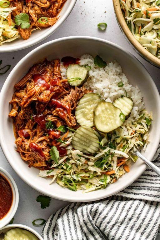 Slow Cooker Pulled Pork Bell Pepper Bowls