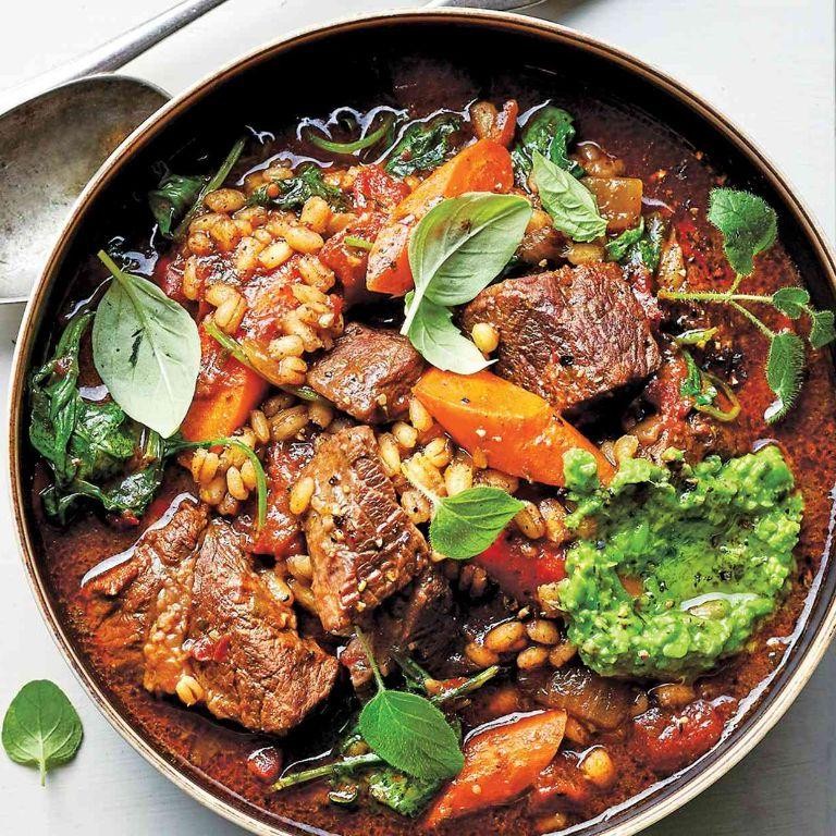 Slow Cooker Red Wine Beef Barley Fusion