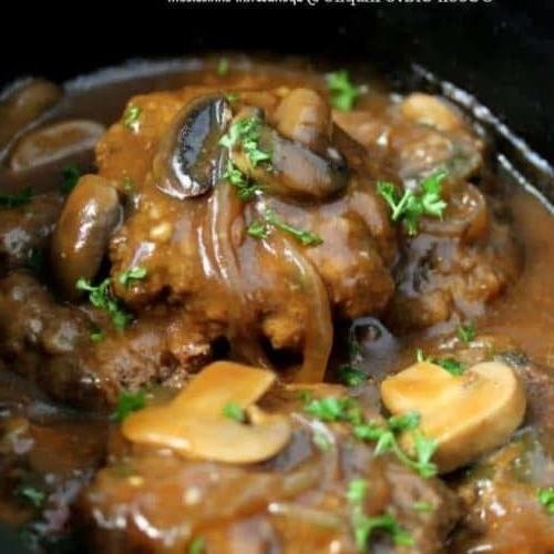 Slow Cooker Salisbury Steak with Bourbon and Brown Sugar